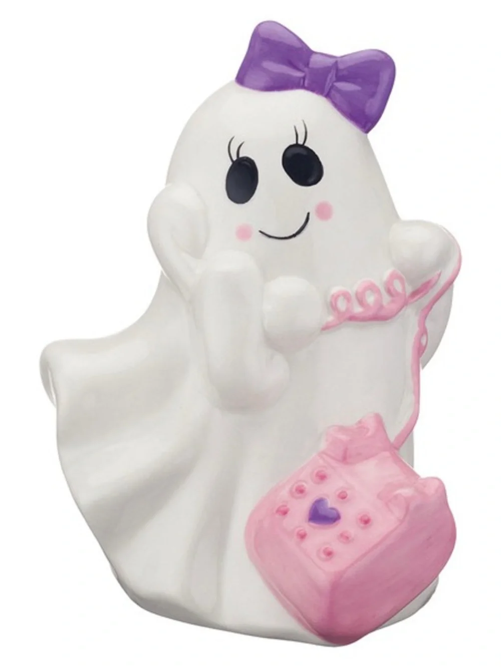 Ceramic Ghost on Pink Telephone Decor